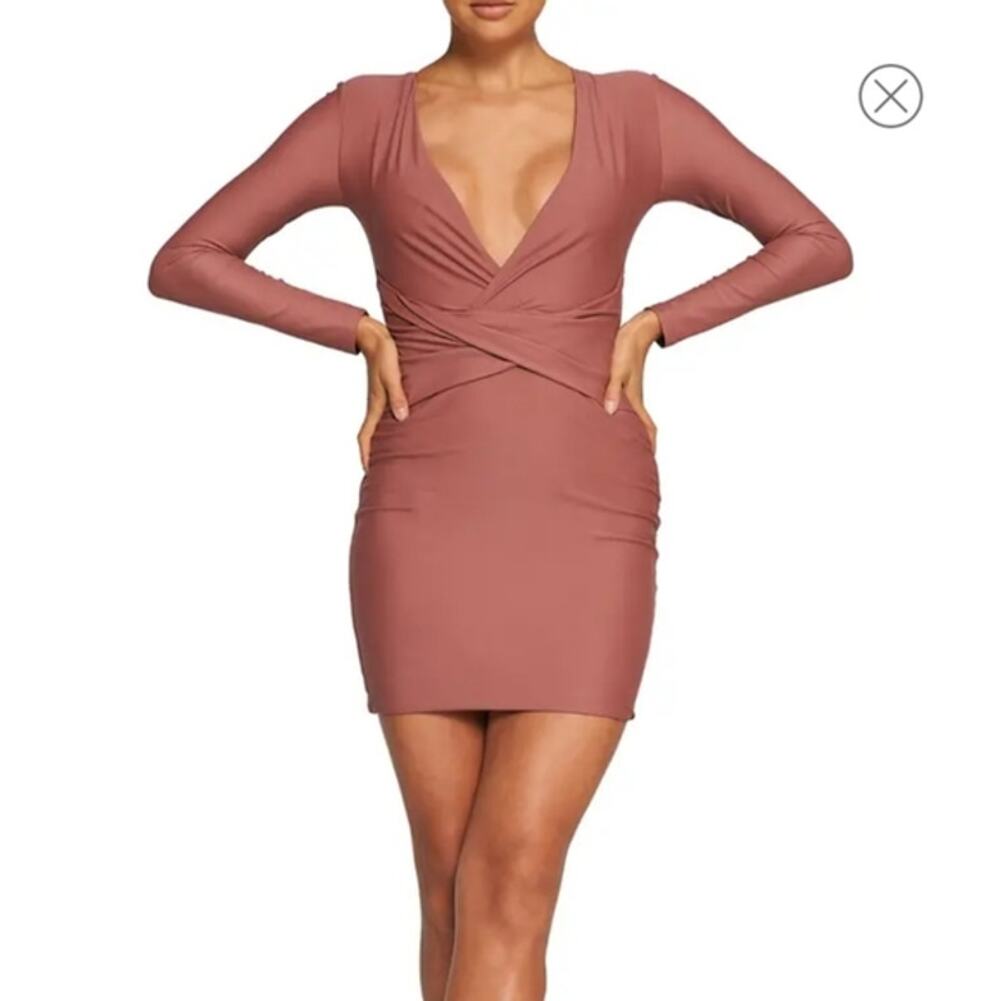 Tiger Mist Dress Over and Under Mini Dusty Rose Glam Sexy Dusty Rose Size XS